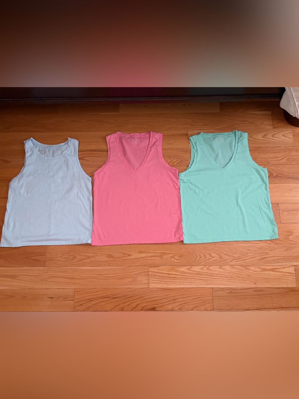 J. Crew 3 sleeveless  Top Pack - Pink, Mint green and baby blue v neck cotton